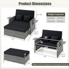 LDAILY Moccha Outdoor Daybed, Wicker Loveseat Sofa Set - Image 9