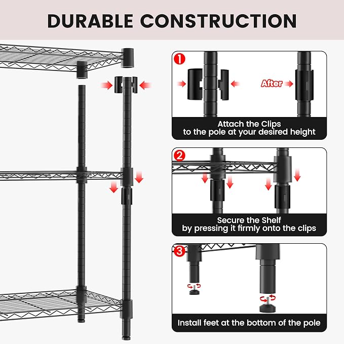 Xcity Storage Shelves, 5 Tier Heavy Duty Metal Shelving Unit, 2000 LBS Capacity - Image 6