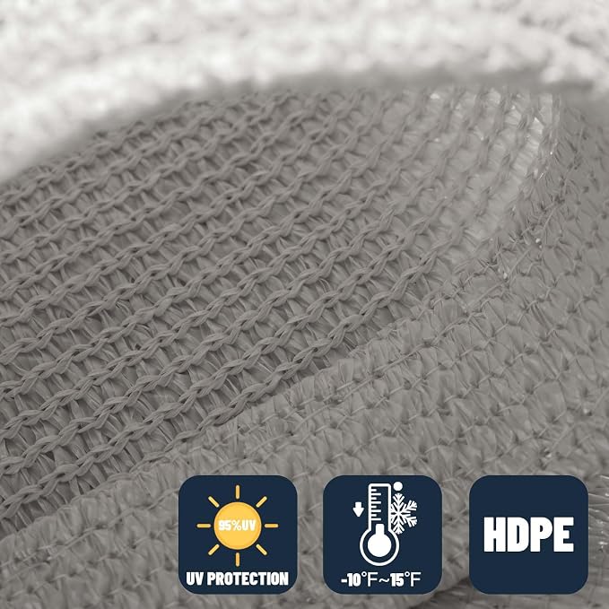SUNNY GUARD Custom Size 8'x20' Silver Grey Sun Shade Sail Rectangle UV Block - Image 4