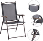 Giantex Set of 2 Patio Folding Chairs, Outdoor Patio Dining Chairs w/Armrest - Image 5