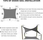 KANAGAWA Sun Shade Sail 12'x16' Dark Gray Rectangle UV Block Canopy Awning - Image 6