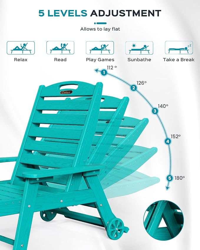 Outdoor Lounge Chair Set of 4, All Weather Patio Chaise Lounge Chair - Image 4