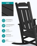 SERWALL Oversized Rocking Chair Set of 4 Outdoor, HDPE Outdoor Rocking Chair - Image 5