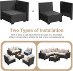 Jing's Villa 8-Piece Patio Furniture Set, All-Weather Outdoor Wicker Sectional - Image 8
