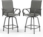 MFSTUDIO Outdoor Bar Stools Set of 2, Swivel Bar Height Patio Chairs Outdoor by MFSTUDIO
