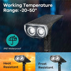 Consciot Solar Spotlights Outdoor, Daylight IP67 Waterproof 2-in-1 Solar Spot - Image 3
