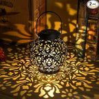 EXCMARK 2 Pack Outdoor Solar Hanging Lantern Lights Metal LED Decorative Lamp by ExcMark