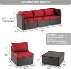 Vicluke 6 Pieces Patio Conversation Sets, Rectangle Wicker Daybed - Image 7