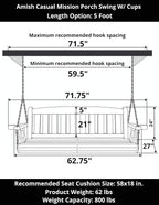 Amish Casual Heavy Duty 800 Lb Mission Treated Porch Swing - Image 3