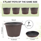 Large-Planter-Indoor-Outdoor Plant Pots, 16 inch 4 Pack Plastic Flower Pots - Image 3