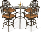 VIVIJASON 5-Piece Bar Height Patio Dining Set, All Weather Cast Aluminum by VIVIJASON
