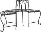 SAFAVIEH Outdoor Collection Abia Victorian Antique Black Semicircle Tree Bench - Image 8