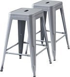 AC Pacific 24” Metal Backless Barstool Set of 2 – Country Rustic Style by ACPacific