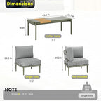 Sundale Outdoor 3 Pieces Patio Furniture Set, Metal Outdoor Sectional Sofa - Image 2