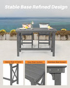 5-Piece HDPE Patio Bar Set, Rectangular Bar Height Table and 4 Adirondack Bar - Image 7