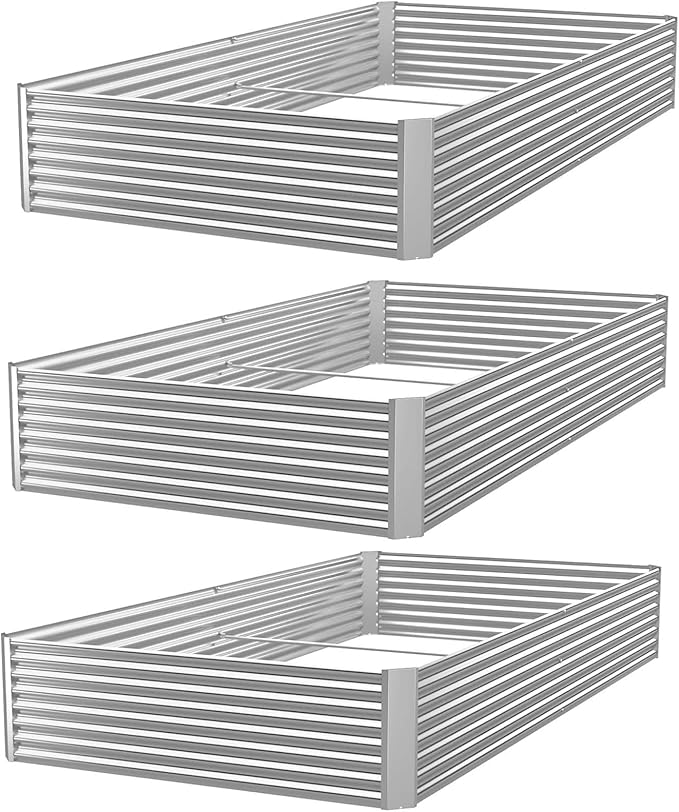 FRIZIONE 3pcs Galvanized Raised Garden Bed Outdoor, Above Ground Garden Bed by FRIZIONE