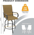 GarveeLife 4 Piece Outdoor Swivel Bar Chairs, Patio High Swivel Bar Stools - Image 2
