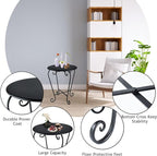 Small Patio Side Table, Round Metal Side Table, Weather Resistant Anti-Rust - Image 6