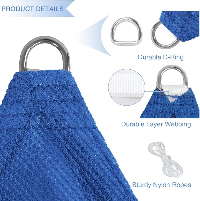 E&K Sunrise 24' x 24' x 24' Sun Shade Sail Triangle Canopy Shade Cover UV Block - Image 4