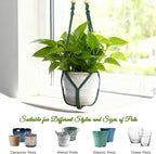 Macrame Plant Hanger, Wood Beads Cotton Hanging Planter Holder - Image 6