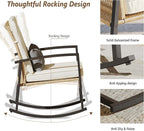 3 Piece Patio Rocking Chairs Set of 2, Outdoor Rocking Chair Bistro Set - Image 4