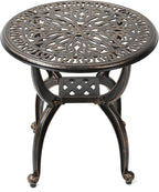 C/G Cast Aluminum Side Table, Decorative Outdoor End Table, Ornate Floral by C%2FG+patio+casa