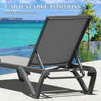 Domi Pool Lounge Chairs Set of 2, Aluminum Adjustable Outdoor Chaise Lounge - Image 5