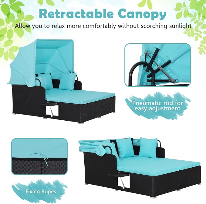 ORALNER Outdoor Daybed, 2-Person Wicker Patio Sofa - Image 4