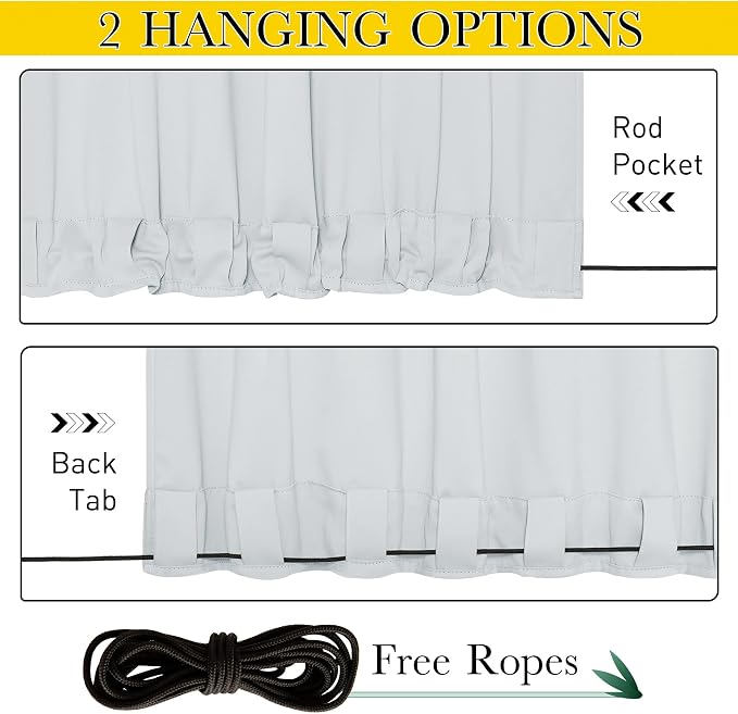 NICETOWN 2 Panels Fixed Outdoor Curtains Waterproof - Image 3