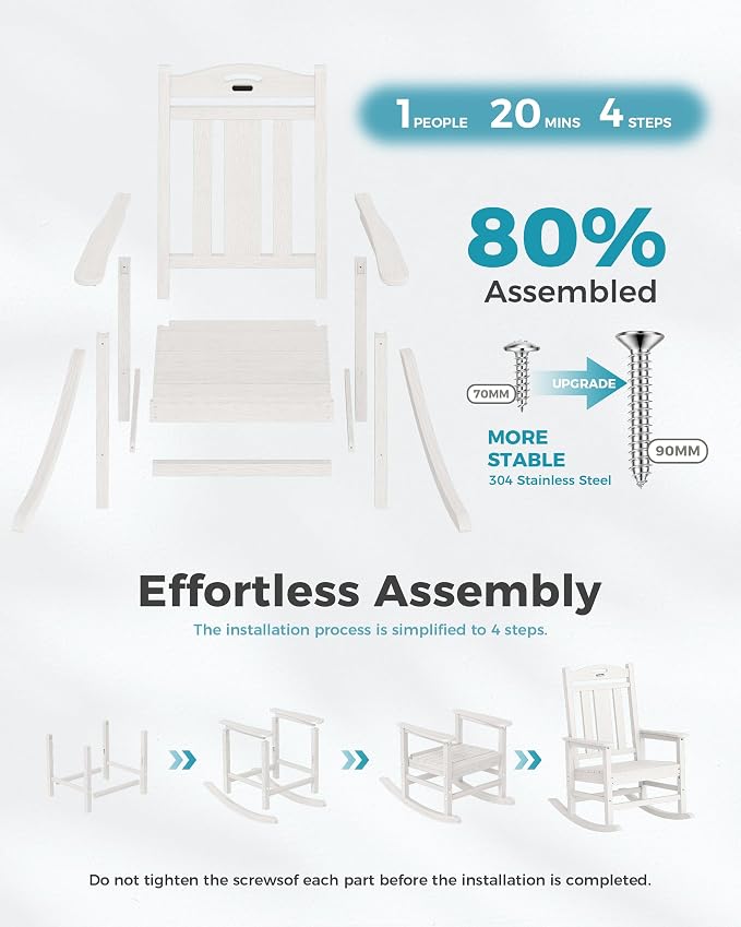 Ciokea Oversized Outdoor Rocking Chair, 380lbs Heavy-Duty Large Patio Rocker - Image 9
