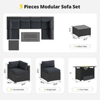 Aoxun Patio Furniture Set with Fire Pit Table, 8 Piece Outdoor Sectional Sofas - Image 7