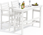SERWALL Outdoor Bar Table and Chairs Set, Adirondack Bar Chairs Set of 2 and by SERWALL