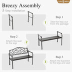 Sophia & William Outdoor Bench, Metal Garden Bench, Cast Iron Park Benches - Image 5