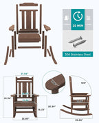 SERWALL Outdoor Rocking Chair Set of 6, Patio Rocking Chairs Set, HDPE Rocking - Image 2