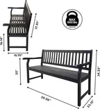 JONATHAN Y BNH101C Laurel 59.1" 3-Seat Slat-Back 600-Lbs Support Acacia Wood - Image 3