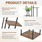 4 Tier Plant Stand Indoor Outdoor, Wood Metal Corner Shelf, Planter Shelf - Image 4