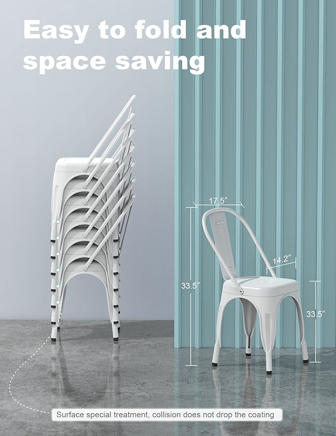 Nazhura Metal Dining Chair Farmhouse Tolix Style - Image 5