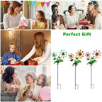 3 Pack Frog＆Flowers Garden Stakes Decor, Metal Yard Art Decorative Garden Stakes - Image 8