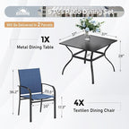 5 Piece Patio Dining Set for 4, 37”x37” Square Table - Image 4