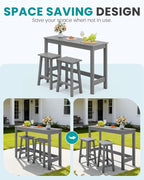 SERWALL 3-Piece Outdoor Bar Set, Rectangular All Weather HDPE Bar Height Patio - Image 9
