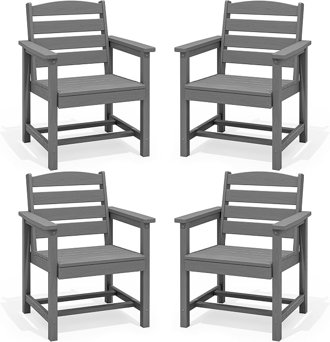 SERWALL Outdoor Dining Chairs Set of 4, All-Weather HDPE Patio Chair by SERWALL