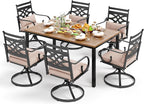 PHI VILLA 7 Pcs Patio Dining Set, Outdoor Table Chair Set - Image 9