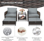 LEVELEVE Balcony Furniture 5 Piece Patio Conversation Set, PE Wicker Rattan - Image 6