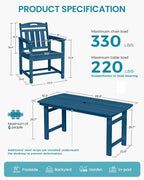 Ciokea HDPE Outdoor Dining Set, 7-Piece Patio Table and Chairs Set - Image 2