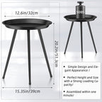 SYQ Small Black Side Table, Modern Round Metal end Table, Simple Circle Accent - Image 2
