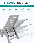 SERWALL Patio Chaise Lounge Chair, Poly Lounge Chair - Image 4