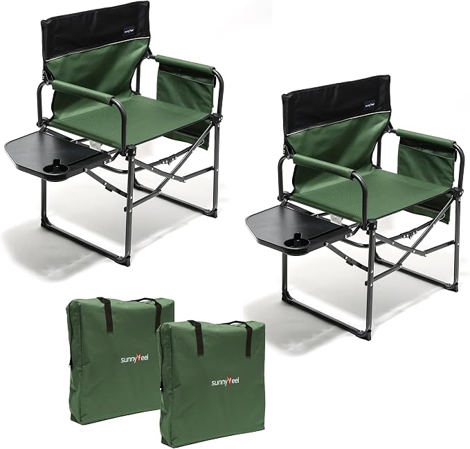 SUNNYFEEL Camping Directors Chair, Heavy Duty, Oversized Portable Folding Chair by SunnyFeelCamping