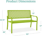 Best Choice Products Outdoor Bench 2-Person Metal Steel Benches Furniture - Image 2