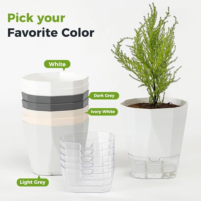 6 Pack Self Watering Plant Pots 5 Inches Self Watering Planters - Image 8