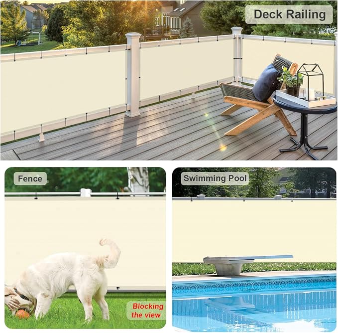 LOVE STORY Custom Size 3'x2' Butter Cream Balcony Privacy Screen, UV Block - Image 4